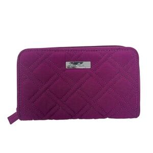 NWT Vera Bradley Accordion Wallet in Quilted Plum Patterned Interior Zip Around